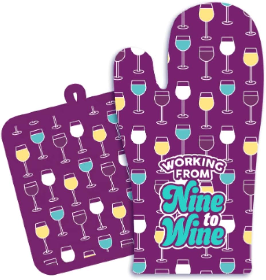 Royal Wine Lover's Oven Mitt and Potholder Set for Cooking Enthusiasts
