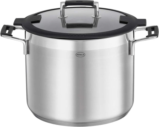 Rösle 91963 Silence Pro Stainless Steel High Casserole Cooking Pot 24 cm with Insulated Handles & Lid