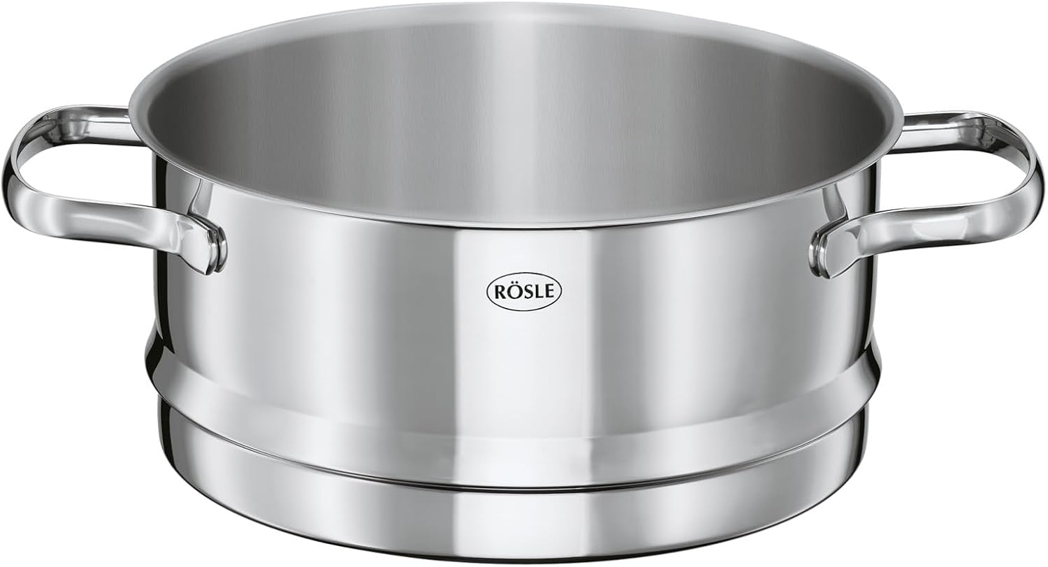 Rösle Elegance Stainless Steel Steamer, 20 cm - High-Quality Cookware for Healthy Cooking