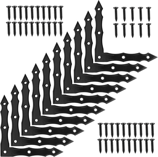 Rustic Black L-Shaped Corner Brackets for Barn Doors - Set of 10, 100x100x15mm - WildKart