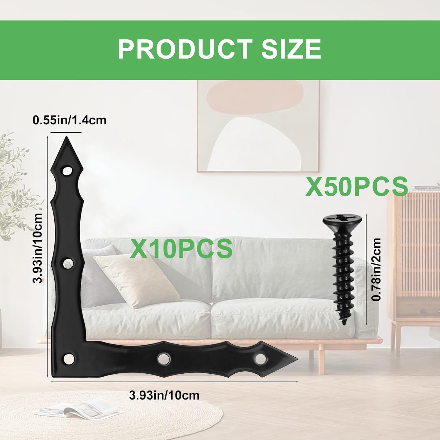 Rustic Black L-Shaped Corner Brackets for Barn Doors - Set of 10, 100x100x15mm - WildKart
