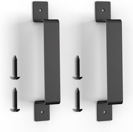 Rustic Black Steel Barn Door Pull Handle Hardware Set for Sliding Doors, Gates, Cabinets, Closets, Drawers, Garages, and Sheds (2 Pieces)