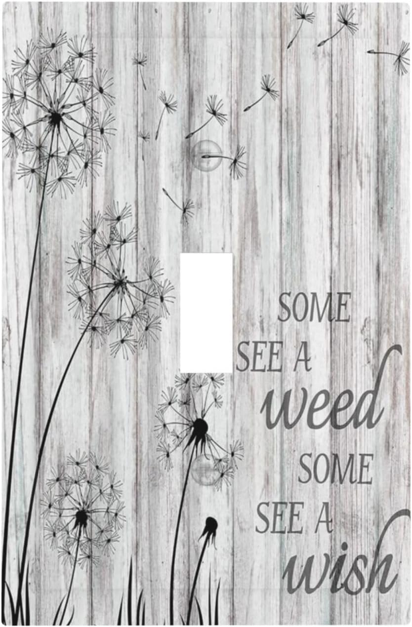 Rustic Dandelion Wooden Light Switch Cover for Farmhouse Decor - Single Toggle Switch Plate for Bedroom or Bathroom