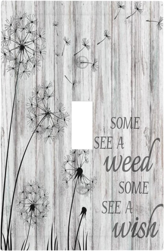 Rustic Dandelion Wooden Light Switch Cover for Farmhouse Decor - Single Toggle Switch Plate for Bedroom or Bathroom