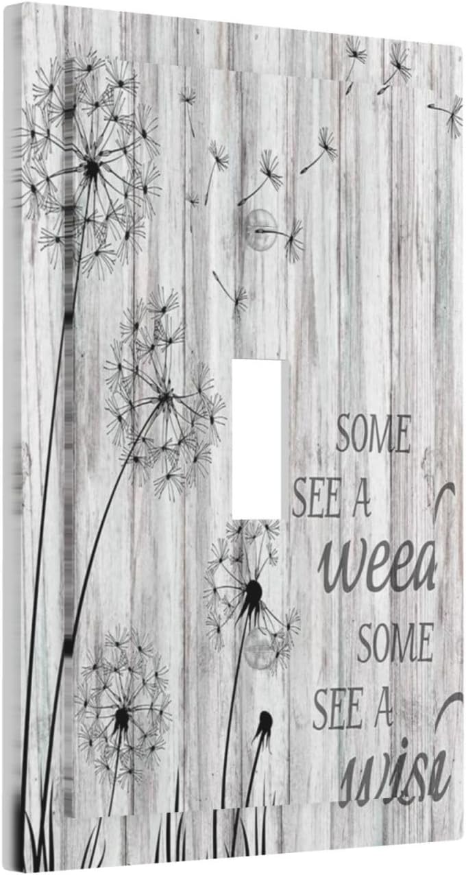 Rustic Dandelion Wooden Light Switch Cover for Farmhouse Decor - Single Toggle Switch Plate for Bedroom or Bathroom