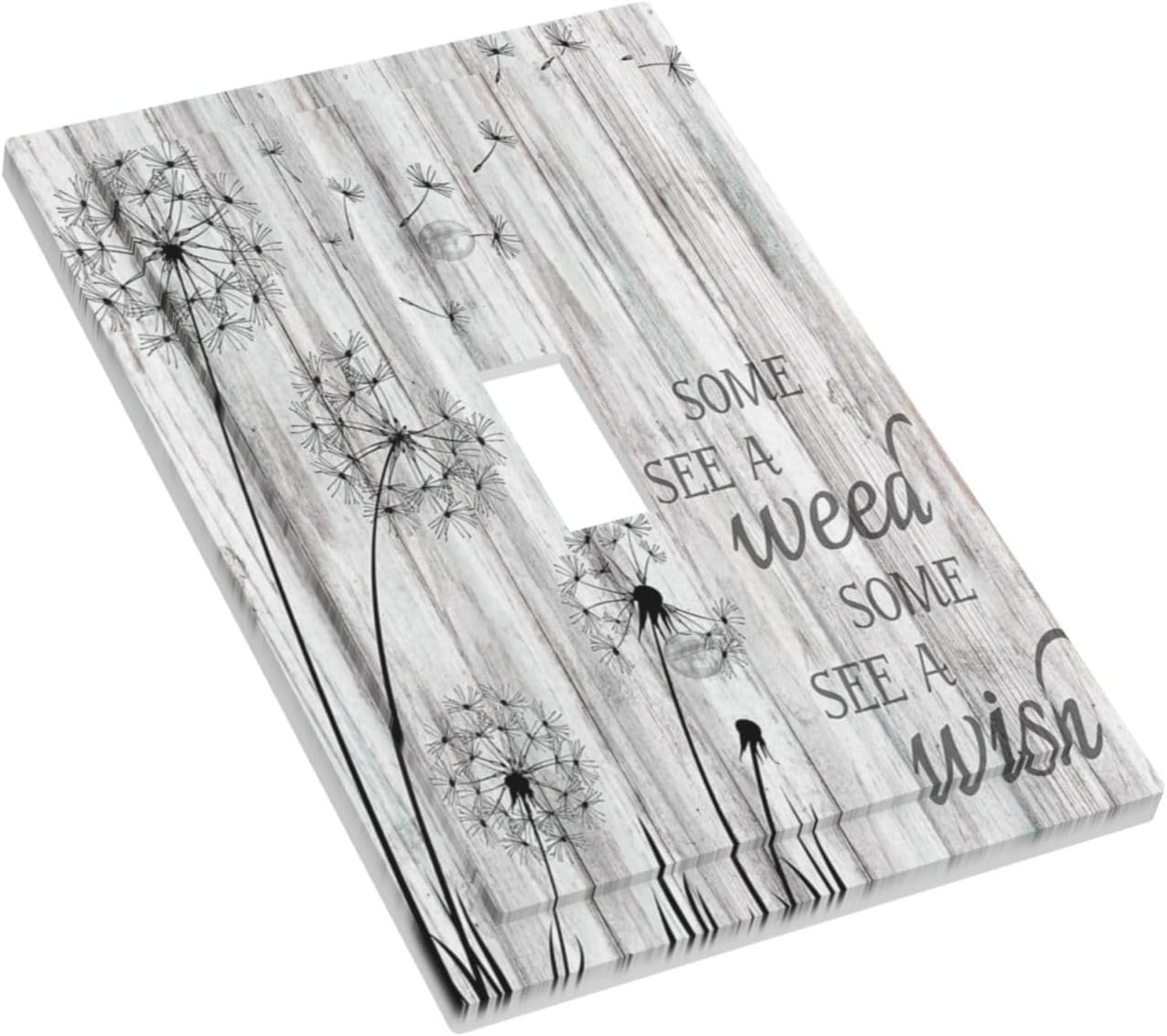 Rustic Dandelion Wooden Light Switch Cover for Farmhouse Decor - Single Toggle Switch Plate for Bedroom or Bathroom