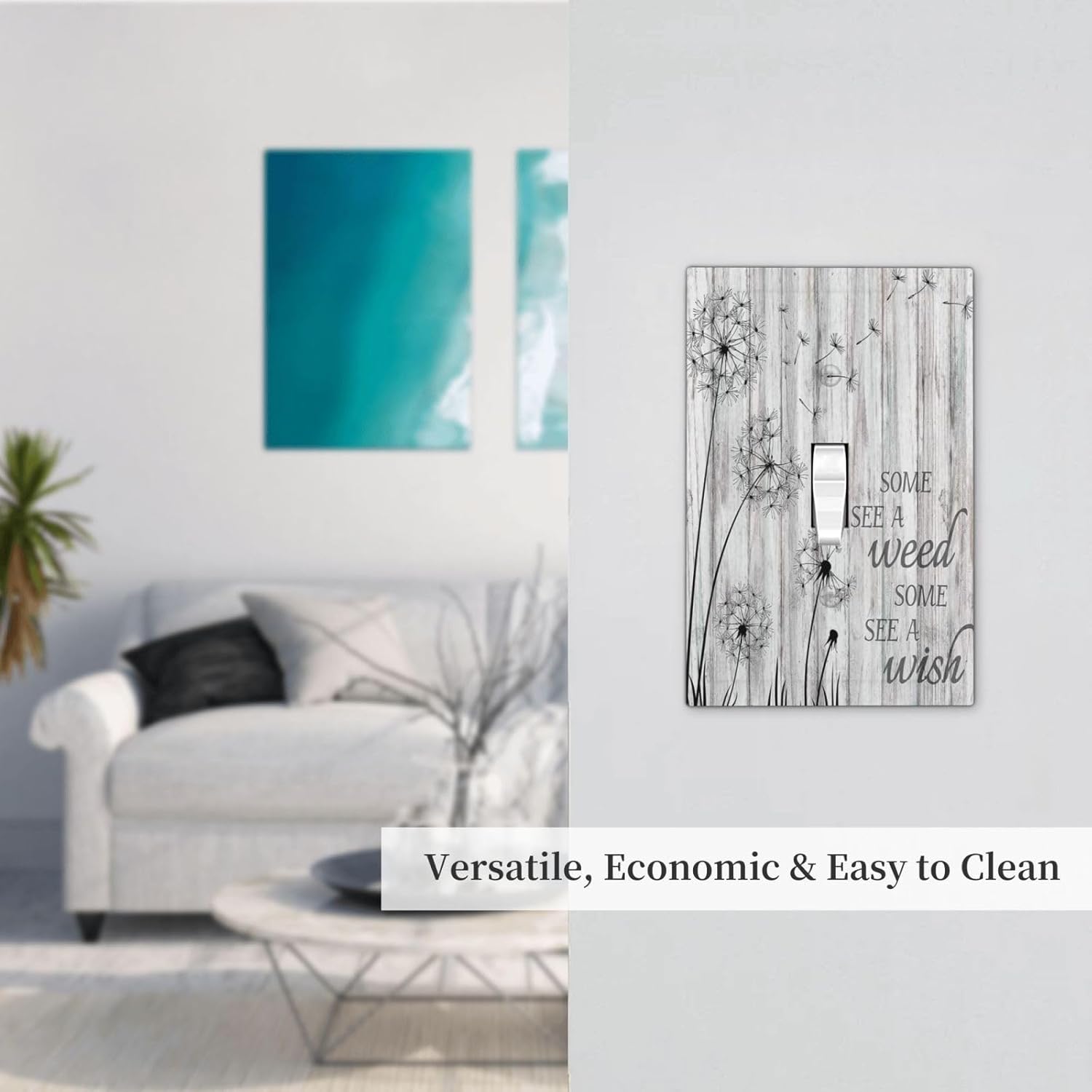 Rustic Dandelion Wooden Light Switch Cover for Farmhouse Decor - Single Toggle Switch Plate for Bedroom or Bathroom