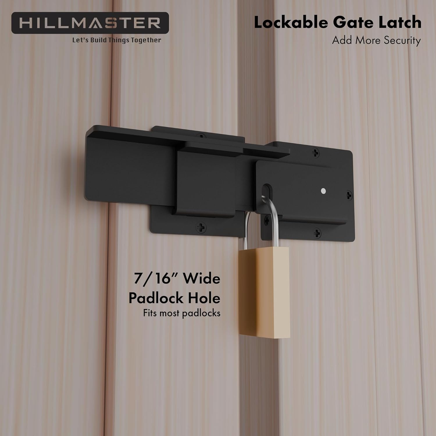 Rustic Farm Gate Lock with Padlock Hole for Sliding Doors and Sheds