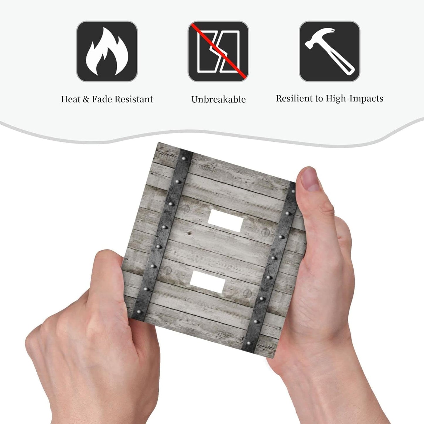 Rustic Grey Wood Barn Door Double Toggle Light Switch Cover - 2 Gang Electrical Switchplate Faceplate for Kitchen, Bedroom, Bathroom Decor