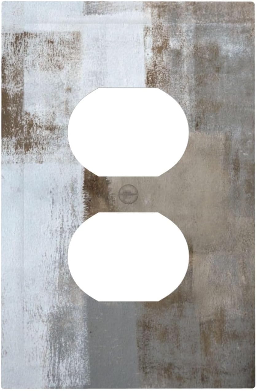 Rustic Modern Art Abstract Oil Painting 1 Gang Electrical Device Wall Plate Cover in Taupe Brown Grey Gray Tan