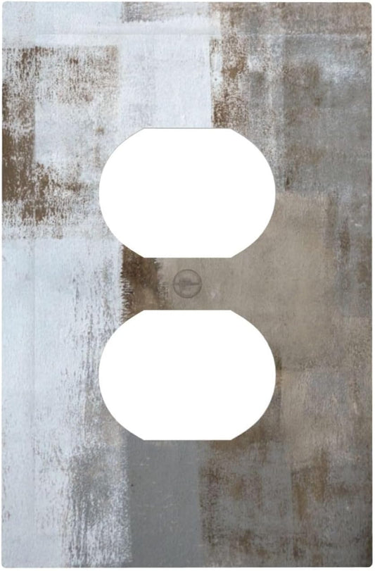 Rustic Modern Art Abstract Oil Painting 1 Gang Electrical Device Wall Plate Cover in Taupe Brown Grey Gray Tan