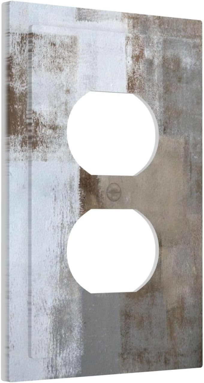 Rustic Modern Art Abstract Oil Painting 1 Gang Electrical Device Wall Plate Cover in Taupe Brown Grey Gray Tan