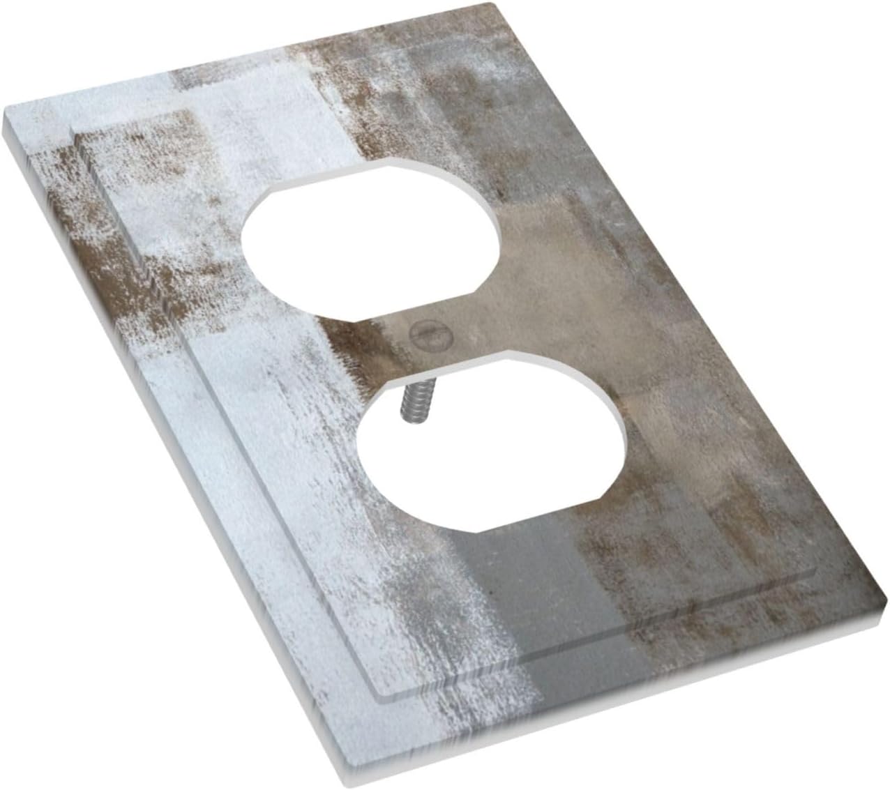 Rustic Modern Art Abstract Oil Painting 1 Gang Electrical Device Wall Plate Cover in Taupe Brown Grey Gray Tan