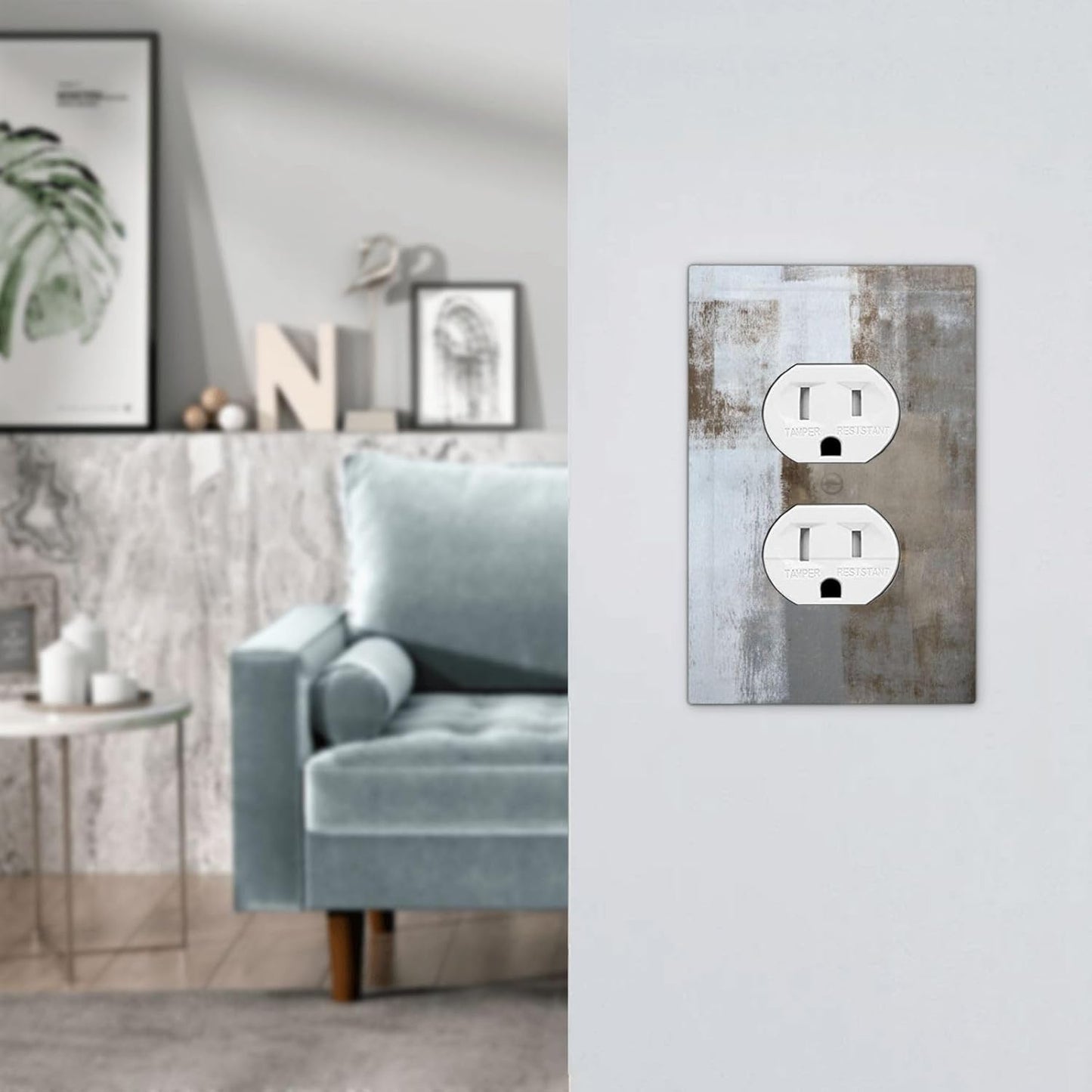 Rustic Modern Art Abstract Oil Painting 1 Gang Electrical Device Wall Plate Cover in Taupe Brown Grey Gray Tan