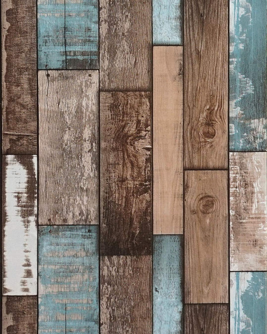 Rustic Wood Peel and Stick Wallpaper 197" x 17.7" Removable Adhesive Contact Paper Wood Plank Vinyl Roll