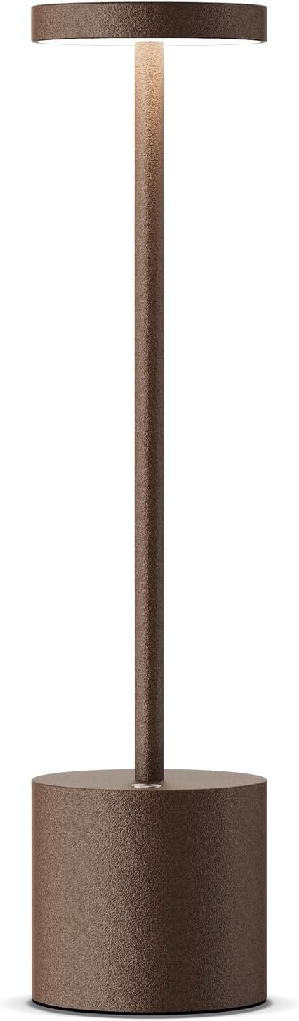 Rusty Cordless LED Table Lamp with Rechargeable Battery - Modern Portable Desk Light with Adjustable Brightness - Ideal for Bars and Restaurants