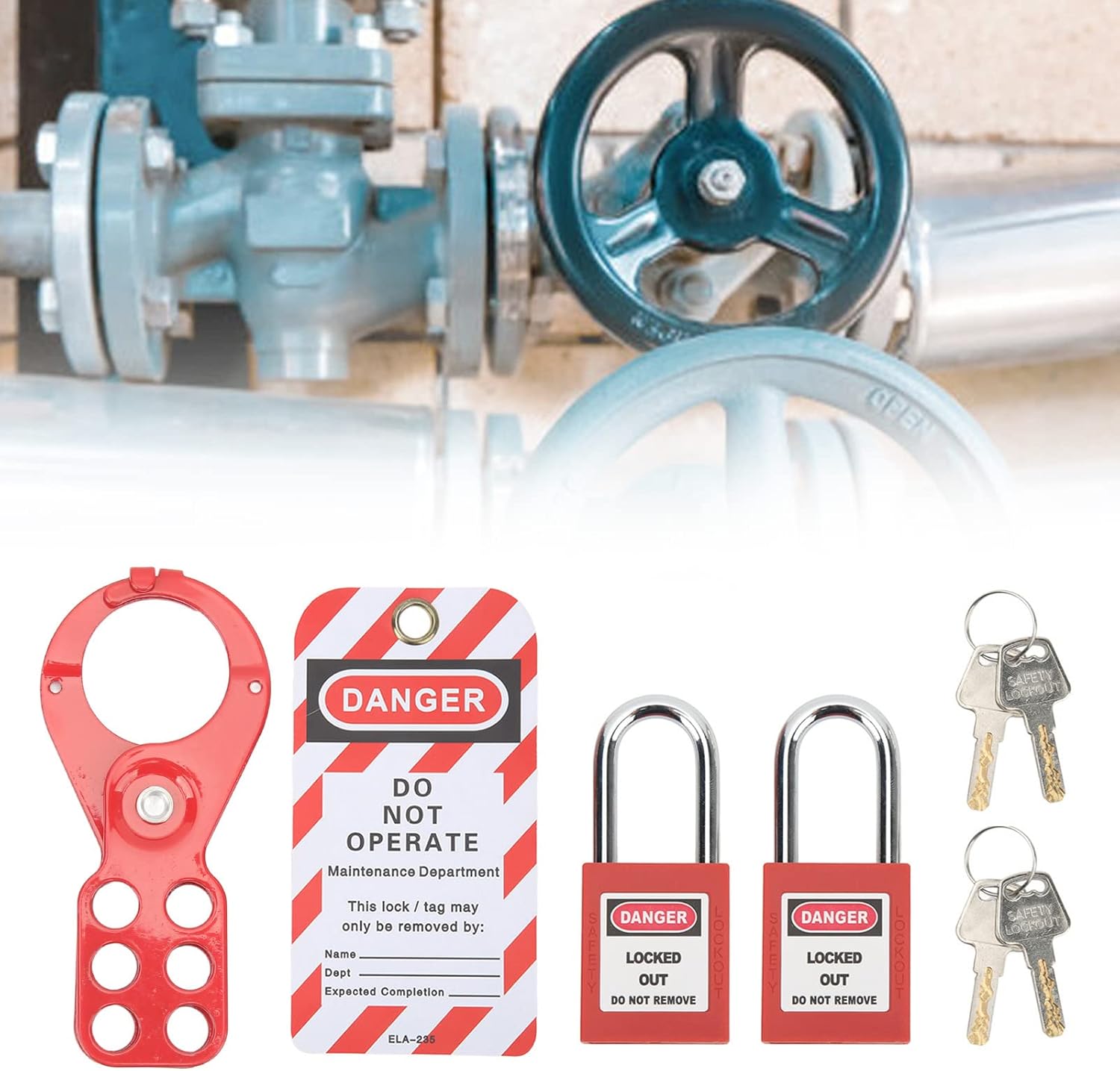 Safety Lockout Tagout Kit with Locks, Hasp Padlock, and Tamper-Proof Keys - Electrical Safety Padlocks Set (1.5in Shackle)
