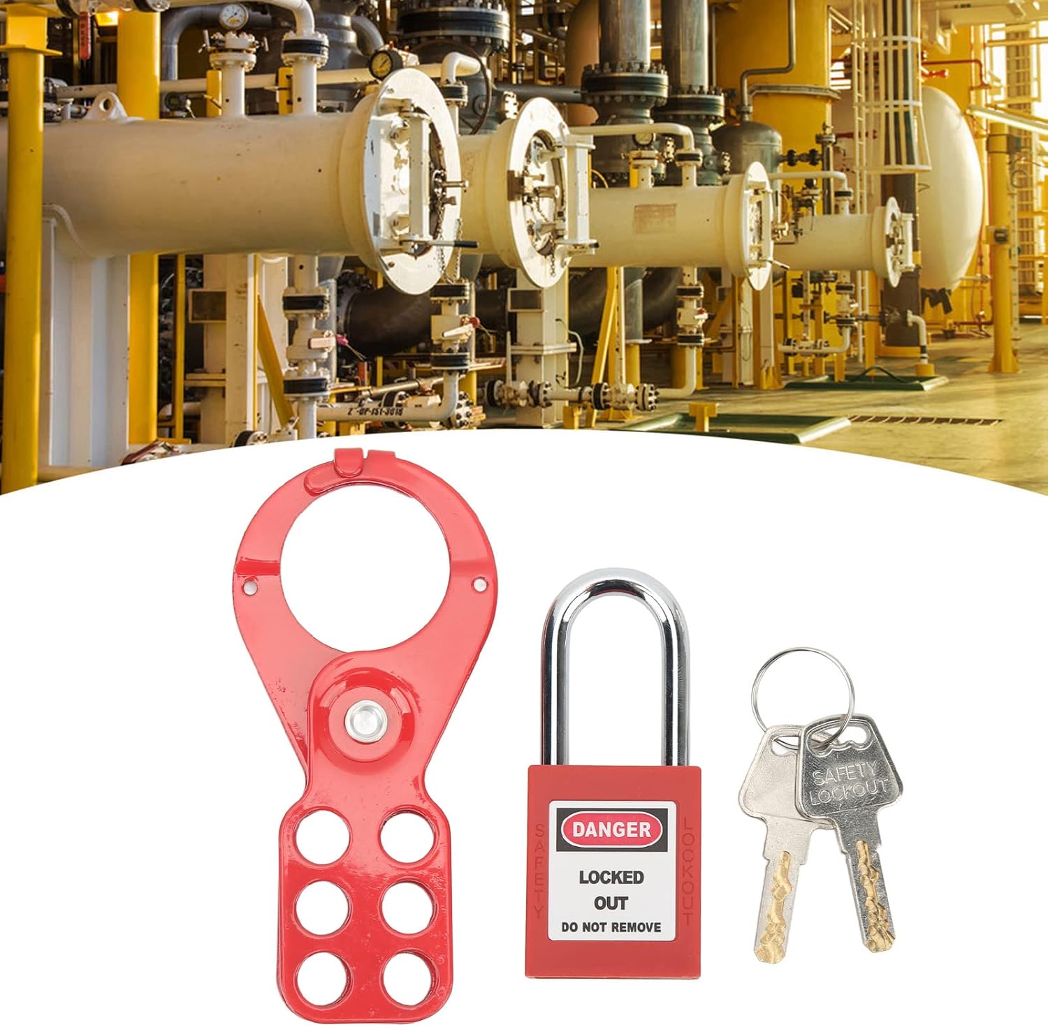 Safety Lockout Tagout Kit with Locks, Hasp Padlock, and Tamper-Proof Keys - Electrical Safety Padlocks Set (1.5in Shackle)