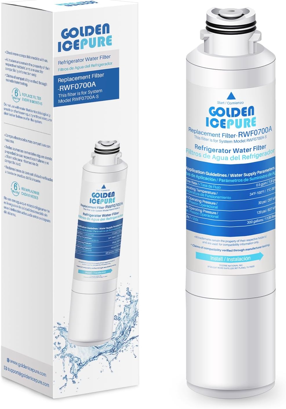 Samsung DA29-00020B Refrigerator Water Filter Replacement by GOLDEN ICEPURE - Compatible with HAF-CIN/EXP, RF263BEAESR, RF28HMEDBSR - 1PACK