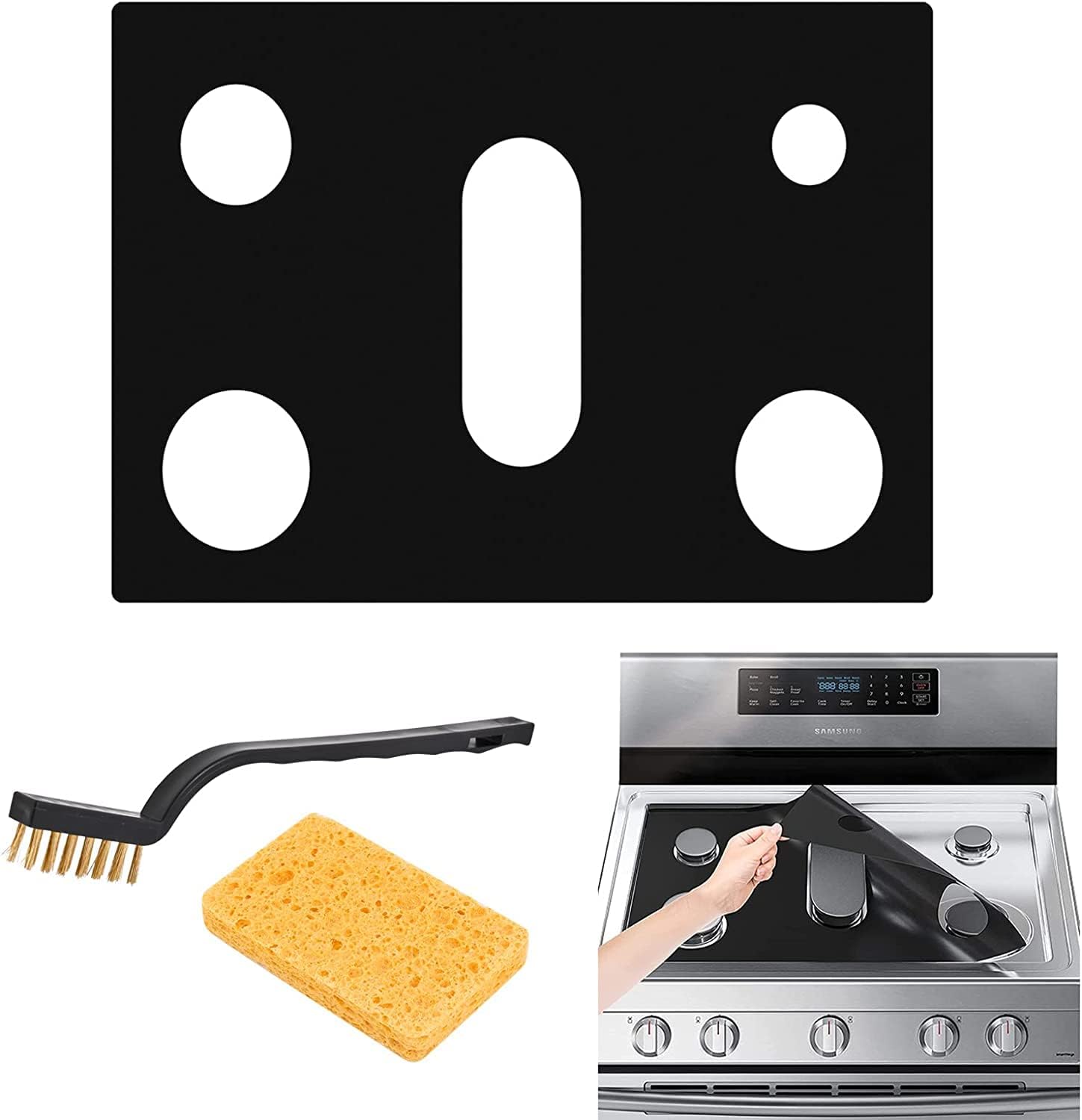 Samsung Gas Range Stove Top Protectors - Non-Stick Oven Liners (0.5mm Thick)