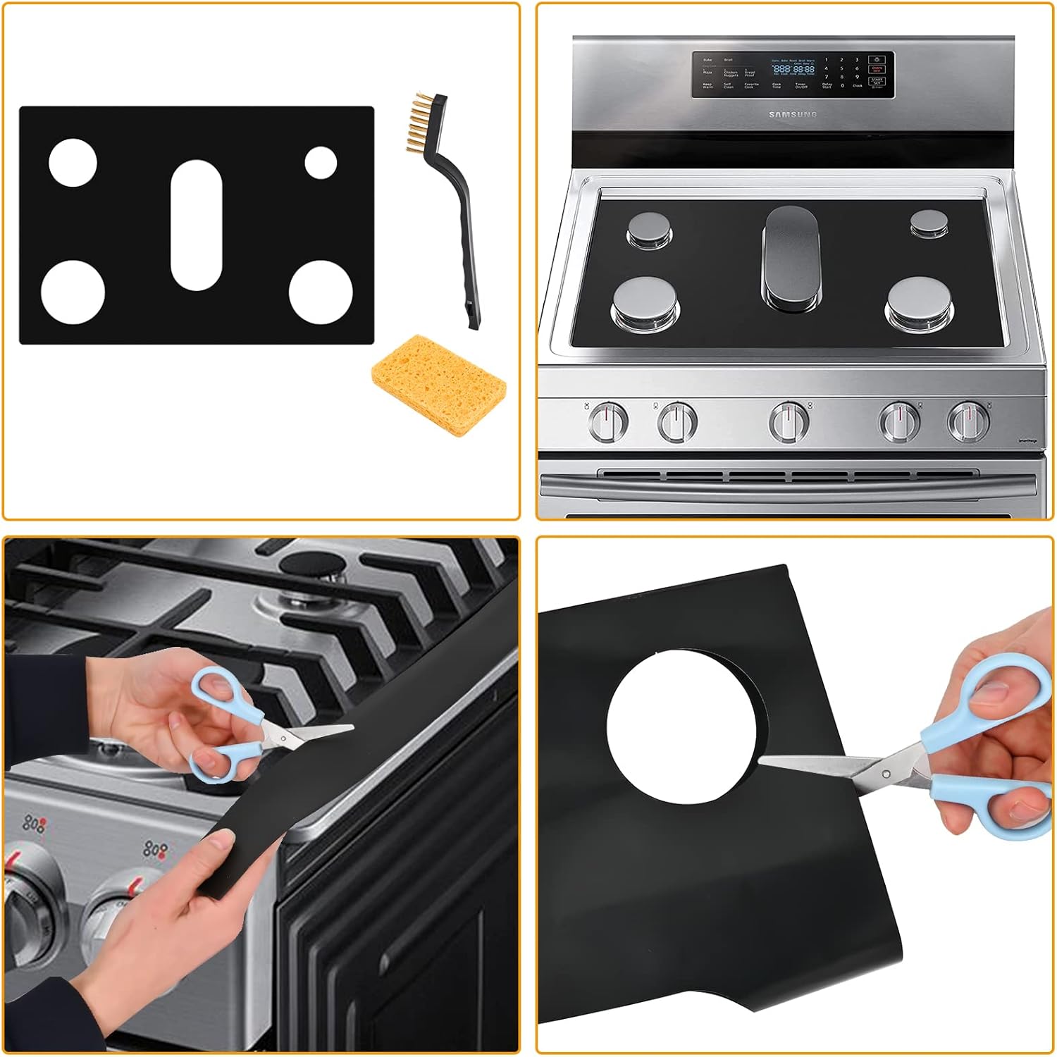 Samsung Gas Range Stove Top Protectors - Non-Stick Oven Liners (0.5mm Thick)