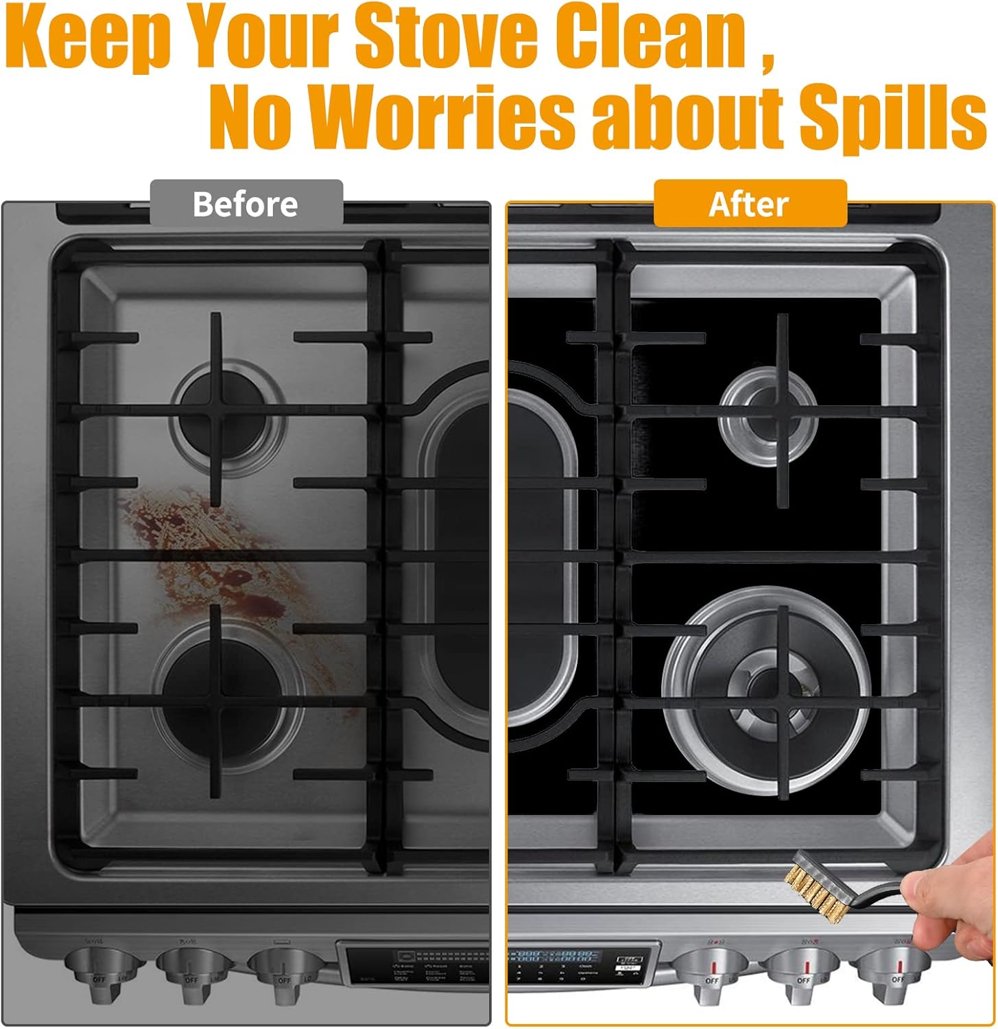 Samsung Gas Range Stove Top Protectors - Non-Stick Oven Liners (0.5mm Thick)