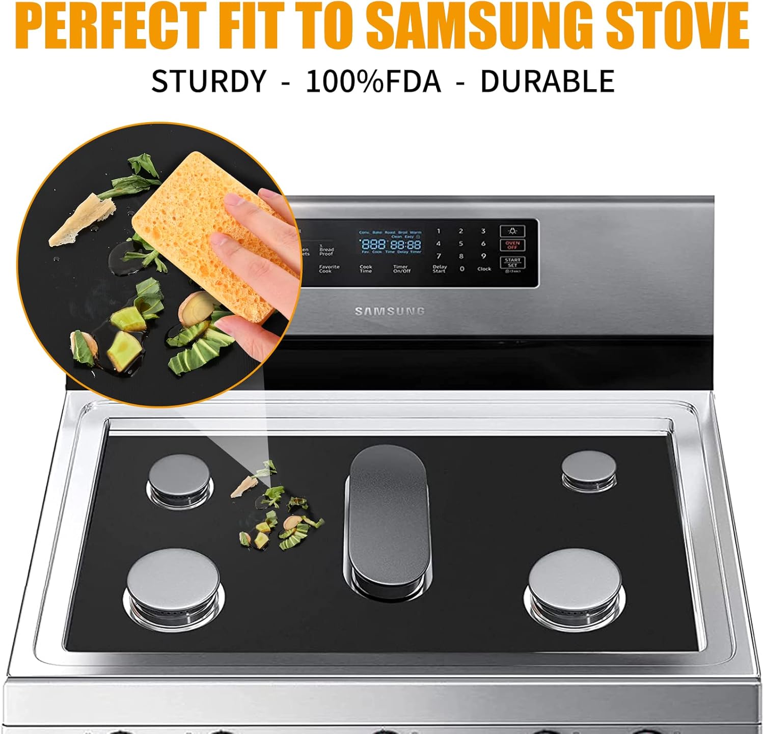Samsung Gas Range Stove Top Protectors - Non-Stick Oven Liners (0.5mm Thick)