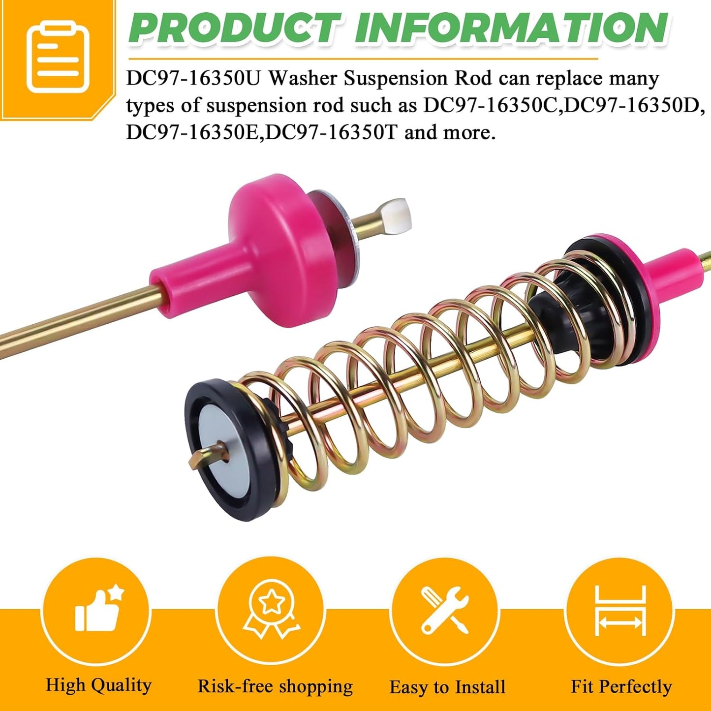Samsung Techecook Washer Suspension Rods for WA50R5400AW WA50R5200AW WA50R5400AV WA50R5200AV WA45T3200AW - OEM DC97-16350U DC97-16350E DC97-16350D DC97-16350S DC97-16350C DC97-16350T