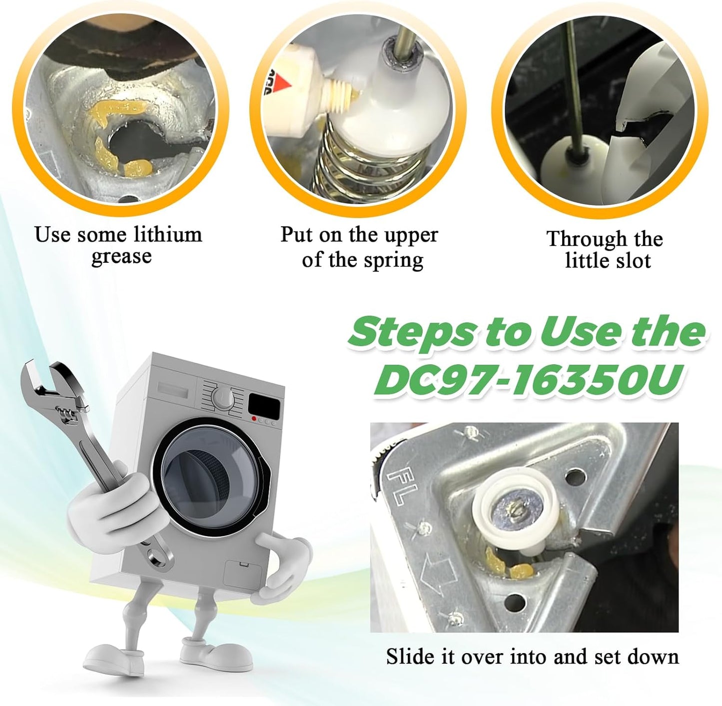 Samsung Techecook Washer Suspension Rods for WA50R5400AW WA50R5200AW WA50R5400AV WA50R5200AV WA45T3200AW - OEM DC97-16350U DC97-16350E DC97-16350D DC97-16350S DC97-16350C DC97-16350T