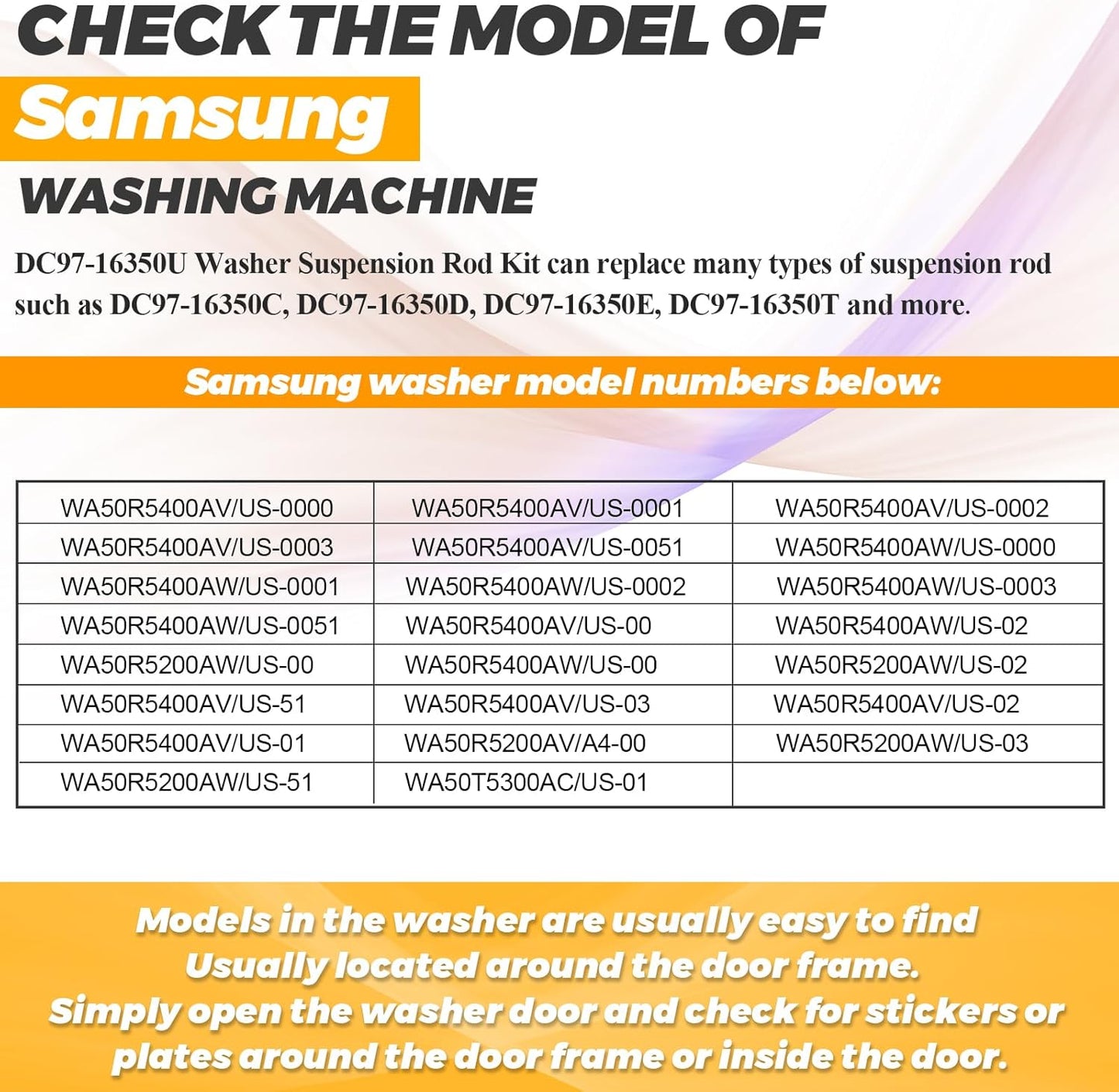 Samsung Techecook Washer Suspension Rods for WA50R5400AW WA50R5200AW WA50R5400AV WA50R5200AV WA45T3200AW - OEM DC97-16350U DC97-16350E DC97-16350D DC97-16350S DC97-16350C DC97-16350T
