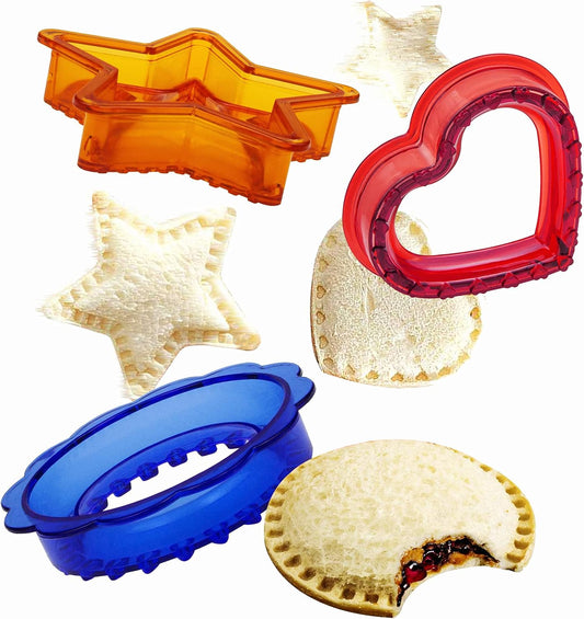 Sandwich Cutter and Sealer Set for Kids Lunchbox - Uncrustables Sandwich Maker with Safety Material - DIY Shapes (Star, Heart, Circle)