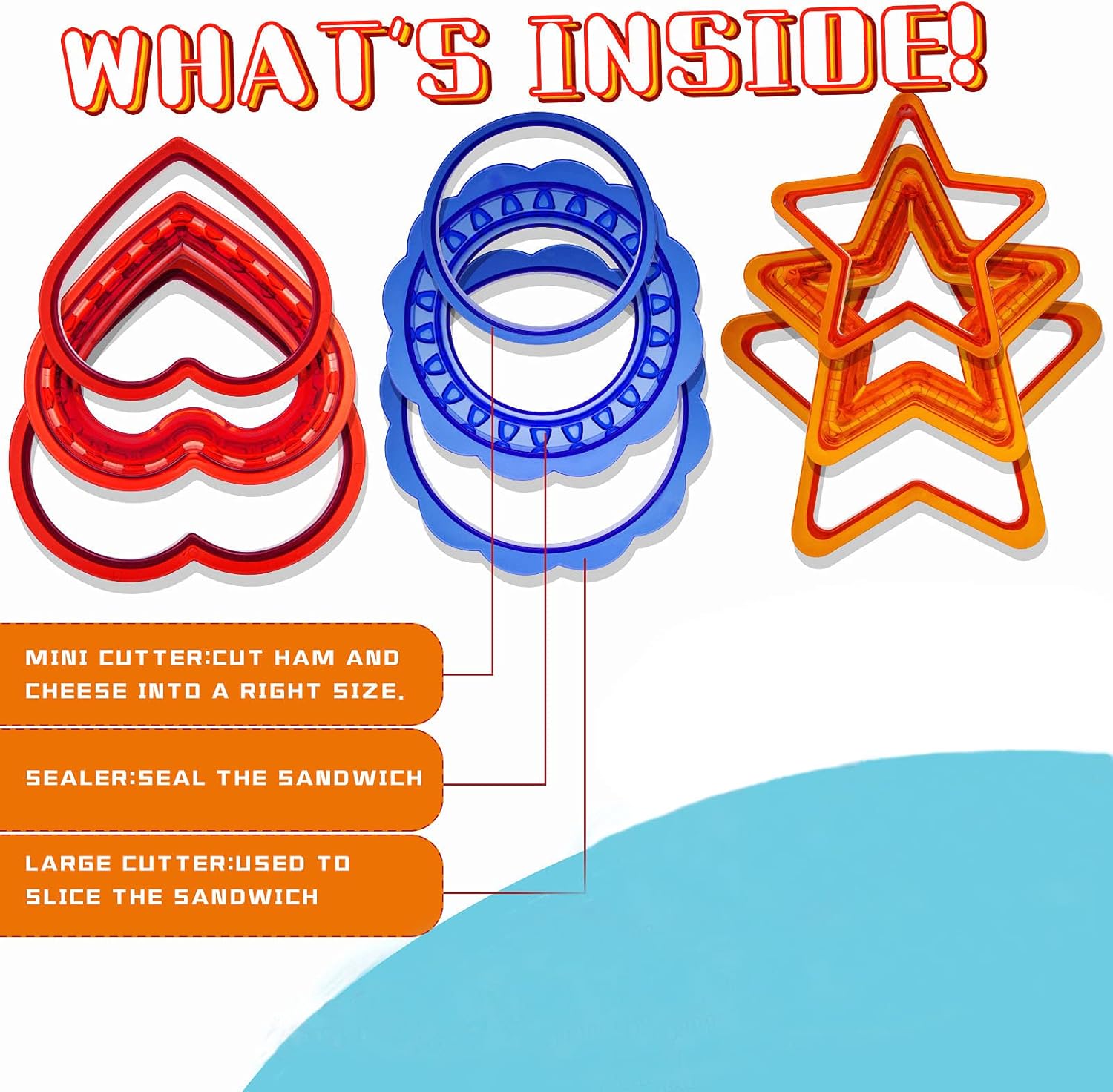 Sandwich Cutter and Sealer Set for Kids Lunchbox - Uncrustables Sandwich Maker with Safety Material - DIY Shapes (Star, Heart, Circle)