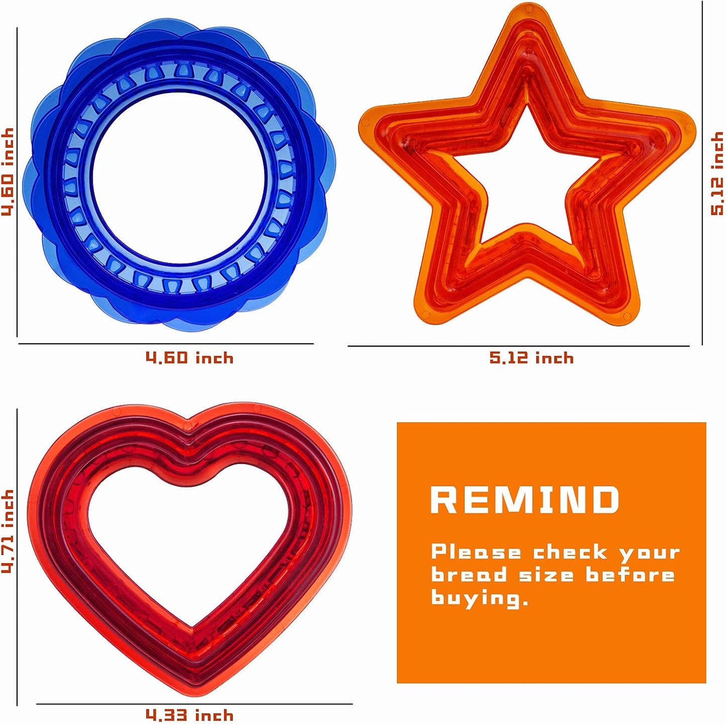 Sandwich Cutter and Sealer Set for Kids Lunchbox - Uncrustables Sandwich Maker with Safety Material - DIY Shapes (Star, Heart, Circle)