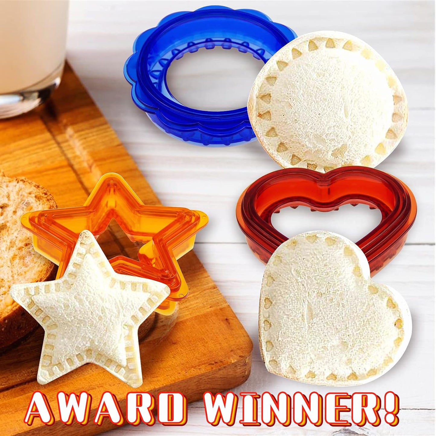 Sandwich Cutter and Sealer Set for Kids Lunchbox - Uncrustables Sandwich Maker with Safety Material - DIY Shapes (Star, Heart, Circle)