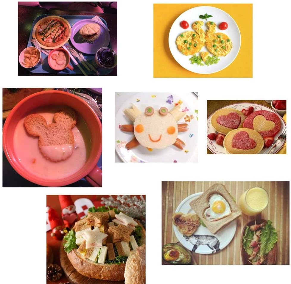 Sandwich Cutter Set with Fruit Cutters - 13 Pack Bread and Cookie Cutout Shapes for Kids Lunch - Butterfly, Dinosaur, Unicorn, Mousehead - Baking and Food Tools Accessory