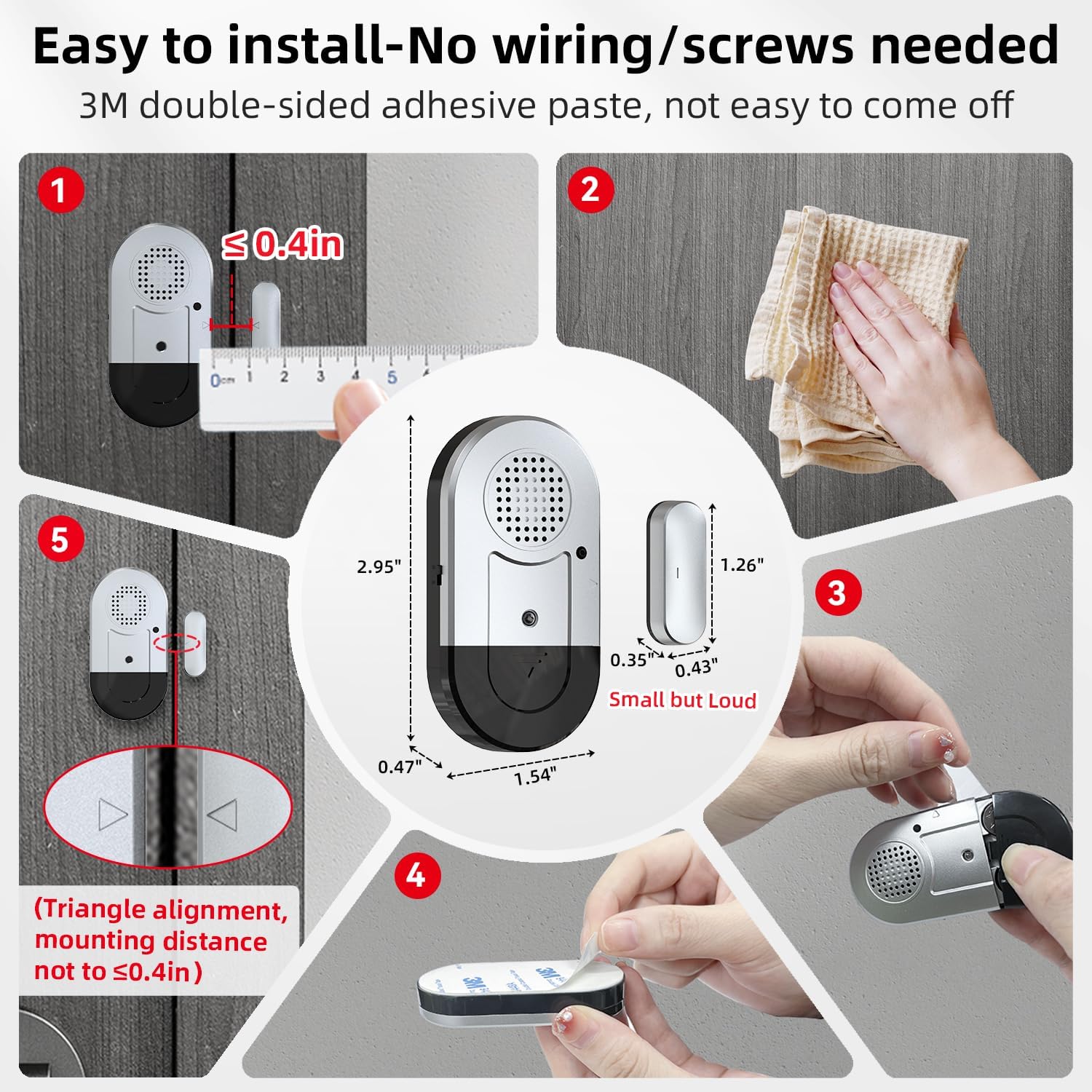 Sanjie Door Alarms: Window & Door Alarm Sensors for Home Security - Easy Install, Loud Alert, Long Battery Life - 8 Pack for Kids Safety, Pool, Garage, Dementia, Toddler, Travel Security