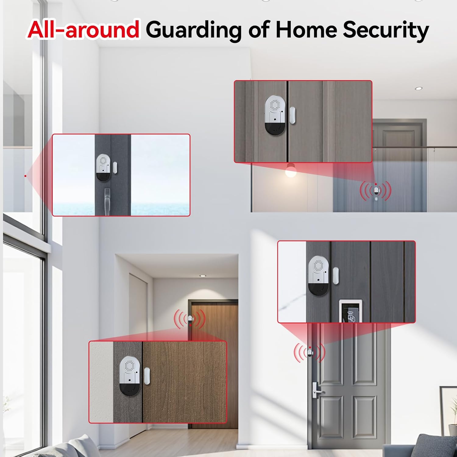 Sanjie Door Alarms: Window & Door Alarm Sensors for Home Security - Easy Install, Loud Alert, Long Battery Life - 8 Pack for Kids Safety, Pool, Garage, Dementia, Toddler, Travel Security