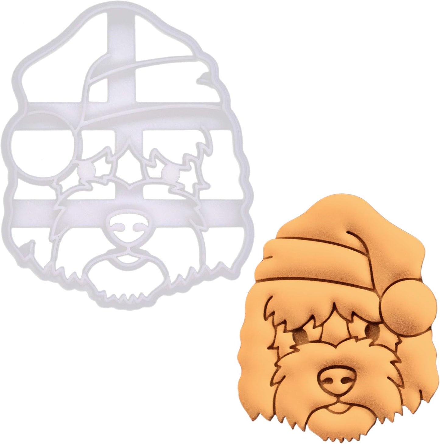 Santa Goldendoodle Cookie Cutter - Perfect for Baking Cute Christmas Dog Treats - Detailed Design for Cookies, Fondant, Dough, and Crafts