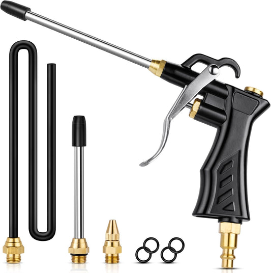 SARDVISA High Volume Air Blow Gun with Brass Adjustable Nozzle and Extensions, Industrial Air Blower with Universal Hose - Pneumatic Compressor Tool