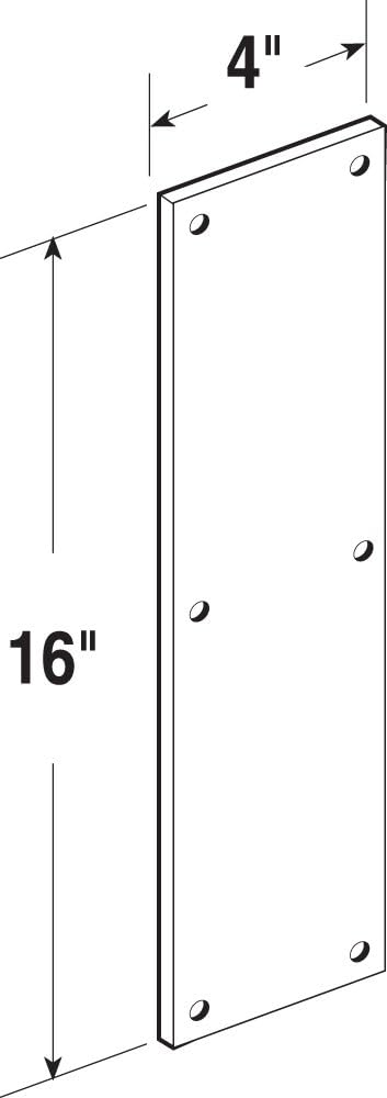 Satin Aluminum Door Push Plate - Prime-Line J 4581, 4" x 16" - Single Pack