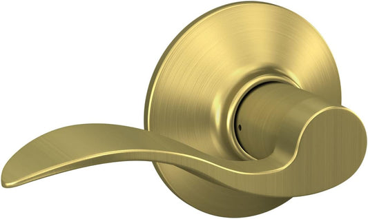 Satin Brass Hall & Closet Passage Lock Door Lever by Schlage F10 ACC 608