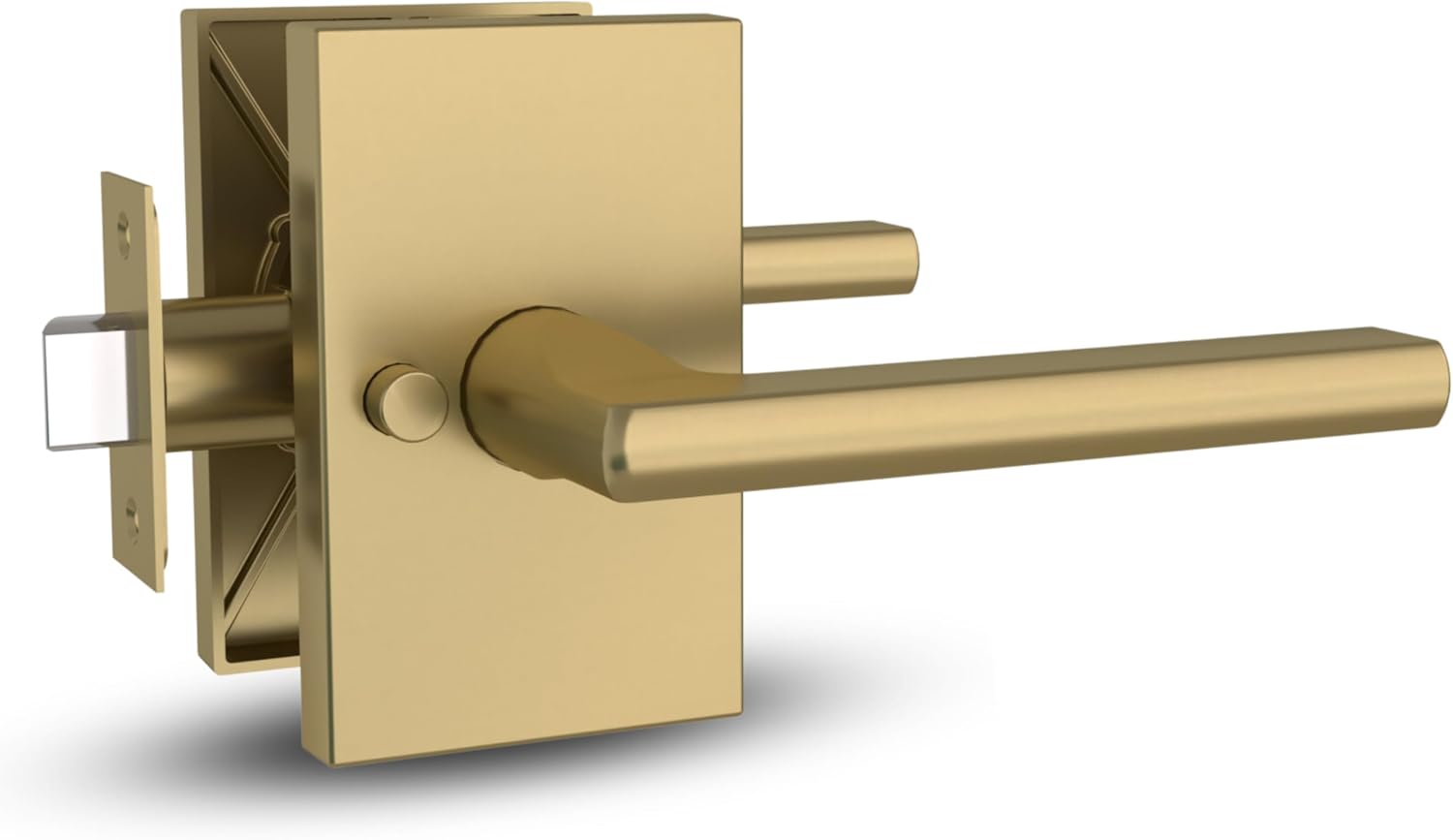 Satin Brass Lever Door Handle Set for Hallway, Closet, and Bathroom - Mega Handles - Heavy Duty and Reversible - Fits Standard Doors - Screws Included