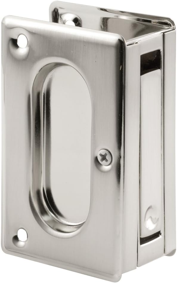 Satin Nickel Brass Closet Pocket Door Passage Pull for 1-3/8” x 1-3/4” Thick Doors - Prime-Line N 7363 (Single Pack)