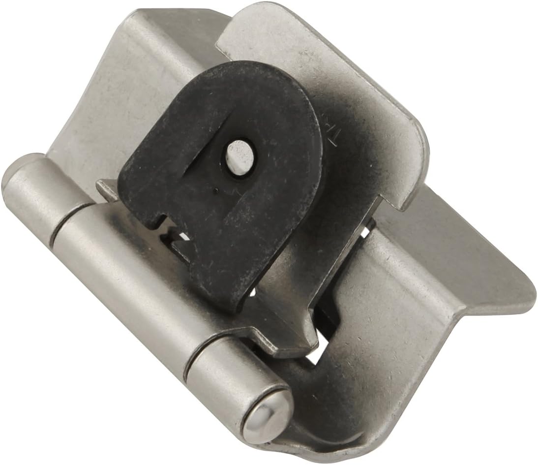 Satin Nickel Finish Double Demountable Hinge with 170° Opening - Easy Installation & Self-Closing Feature - 1/2 Inch Overlay - Cabinet Hardware - WildKart