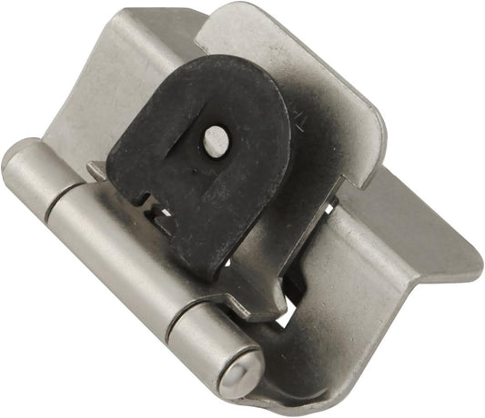 Satin Nickel Finish Double Demountable Hinge with 170° Opening - Easy Installation & Self-Closing Feature - 1/2 Inch Overlay - Cabinet Hardware - WildKart