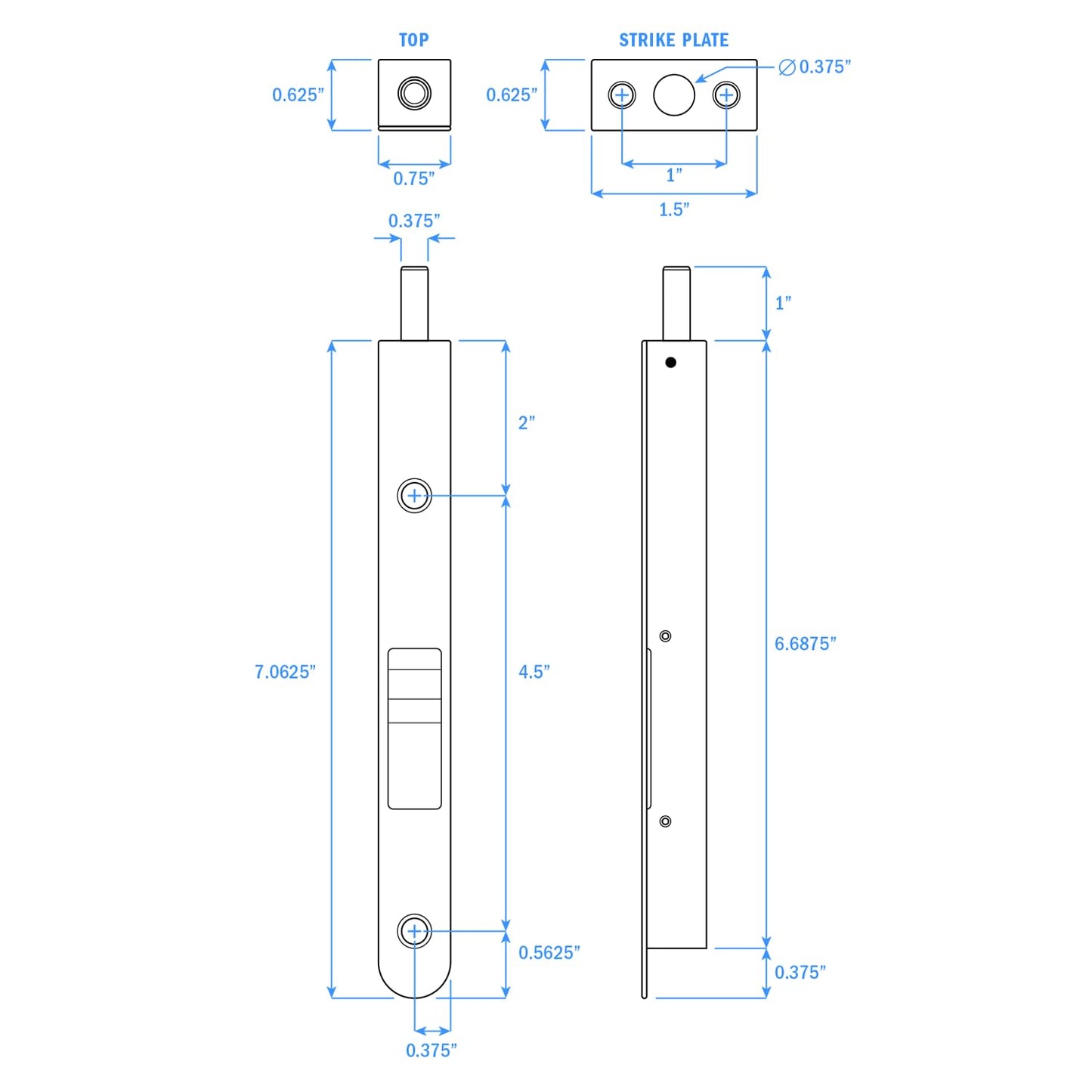 Satin Nickel Heavy Duty 7-Inch Solid Brass Flush Bolt by Nuk3y