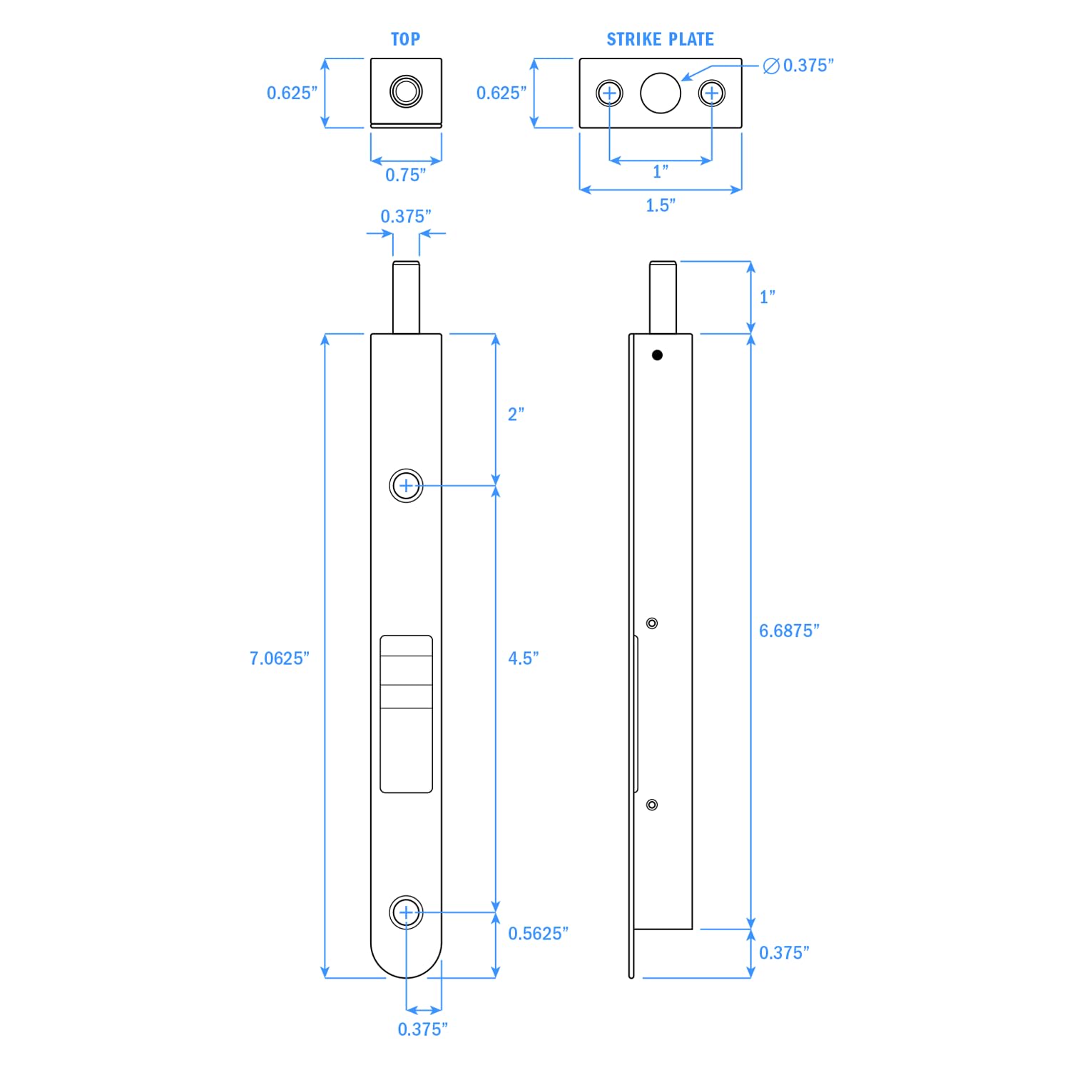Satin Nickel Heavy Duty 7-Inch Solid Brass Flush Bolt by Nuk3y