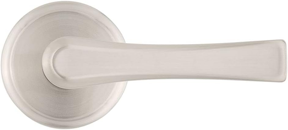 Satin Nickel Kwikset Katella Passage Door Handle Lever for Closet and Hallway Doors with Microban Protection