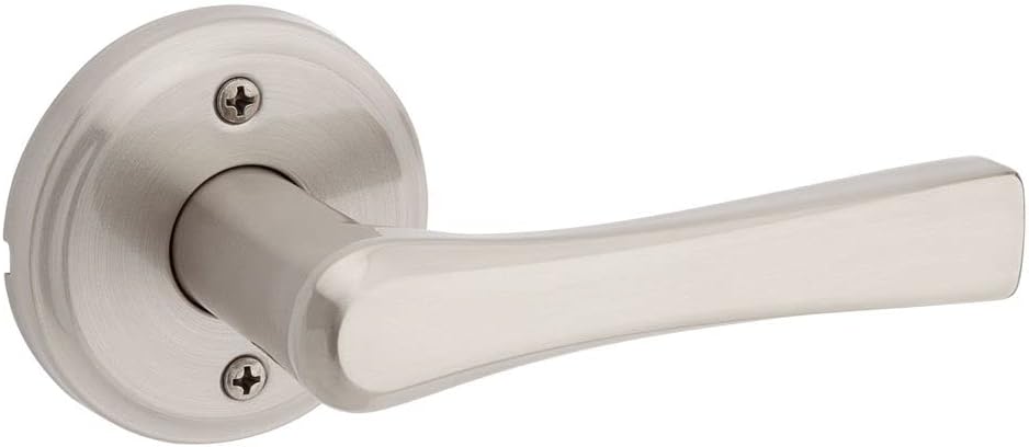 Satin Nickel Kwikset Katella Passage Door Handle Lever for Closet and Hallway Doors with Microban Protection