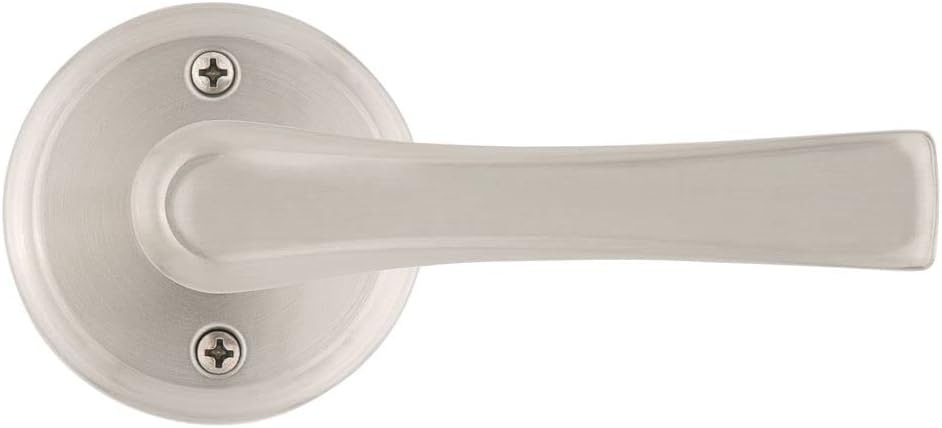 Satin Nickel Kwikset Katella Passage Door Handle Lever for Closet and Hallway Doors with Microban Protection